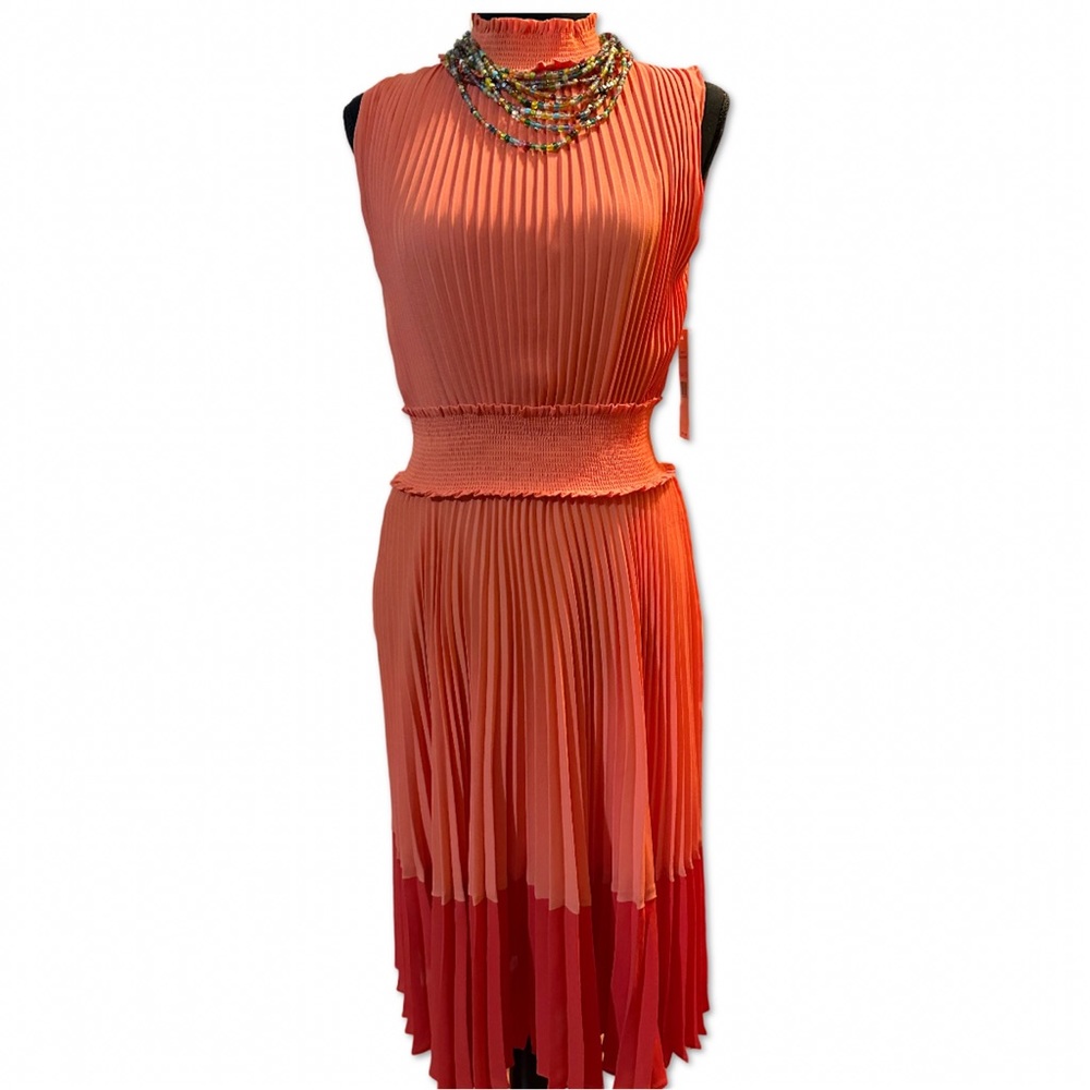 NWT Coral/Red Beautiful Pleated Nanette Dress size 2